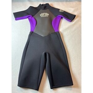 Ron Jon Surf Shop Wetsuit Kids Size 4 Black Purple Shorty Back Zip Made in USA